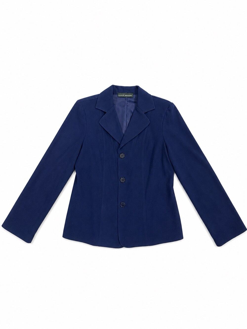 Harvé Benard Women’s Navy Blue Blazer Jacket Large Button Front Career